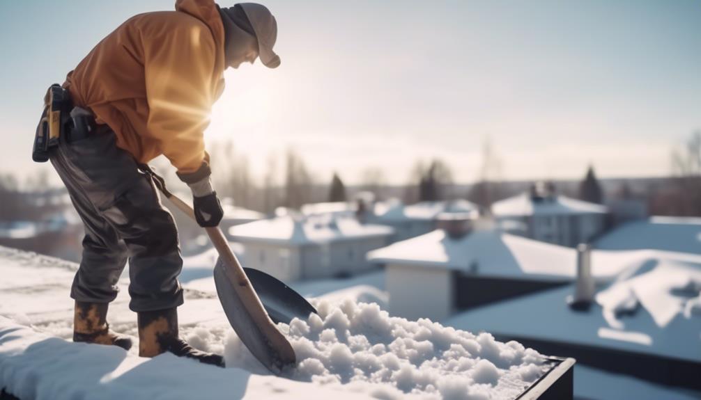 clearing snow covered roofs safely