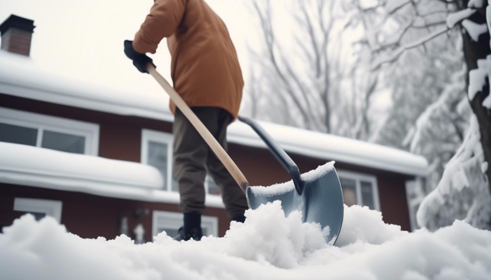 snowy winter shoveling task