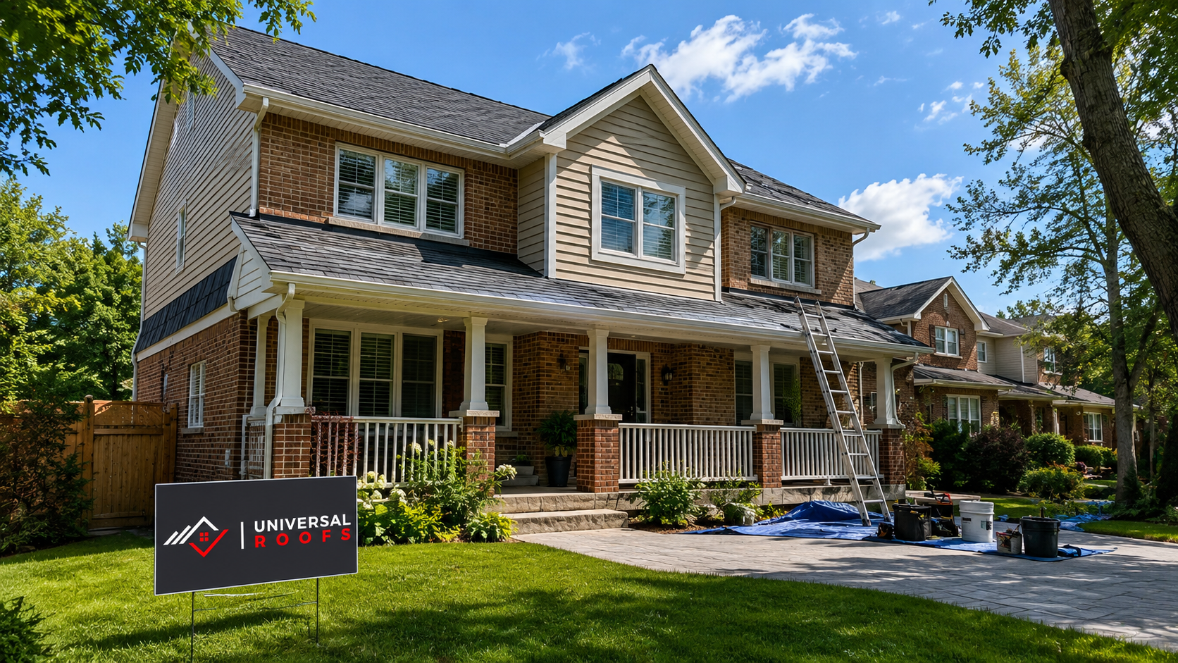 Suburban Markham home exterior in summer illustrating attic insulation Markham energy efficiency upgrades