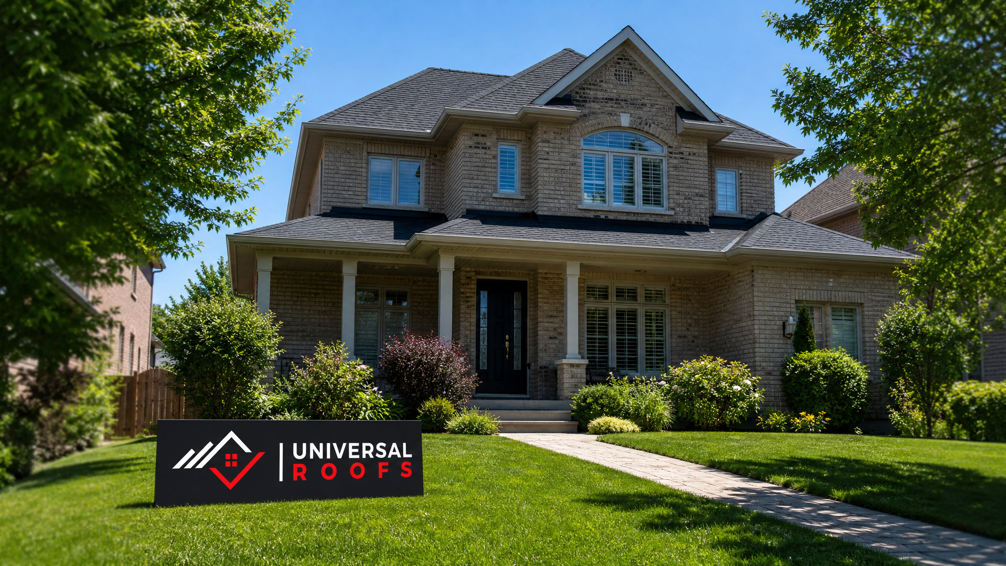 Finished Toronto home exterior with a well-maintained roof after a pre-renovation roof inspection, summer daylight