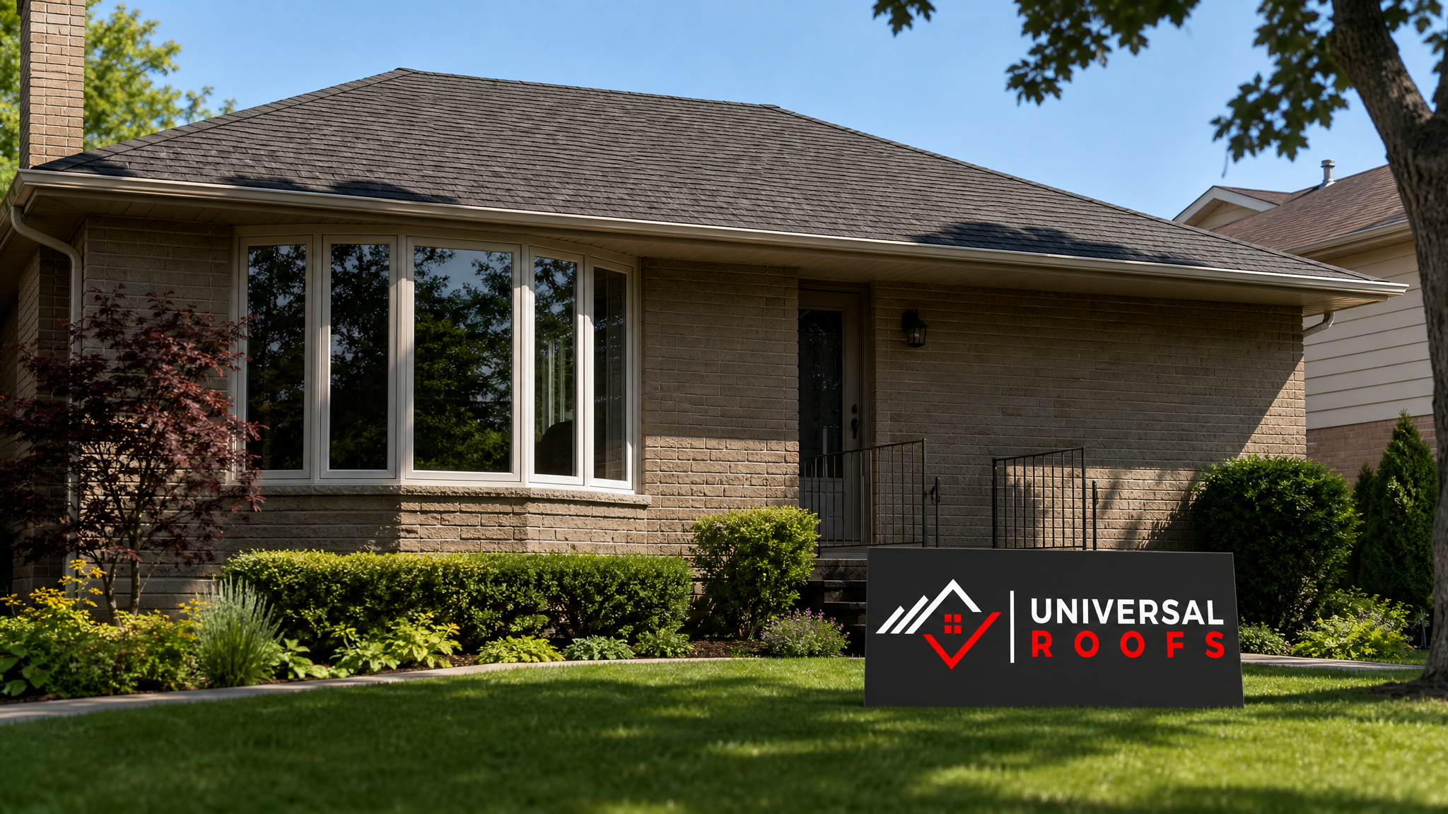 A well-maintained asphalt shingle roof on a Toronto-area home in summer daylight with no visible damage