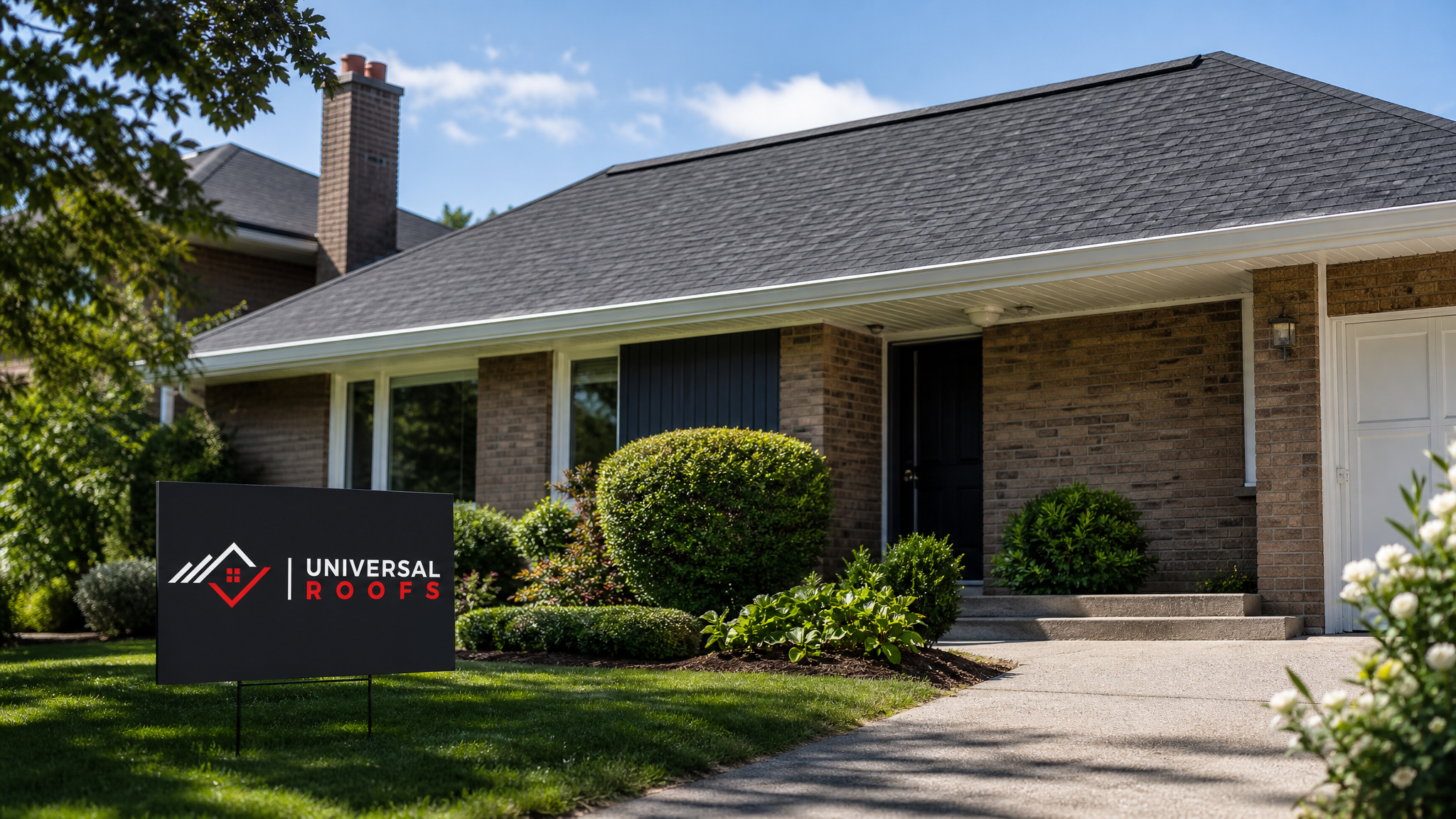Finished residential roof in Toronto with a continuous ridge vent and clean soffit line under summer daylight