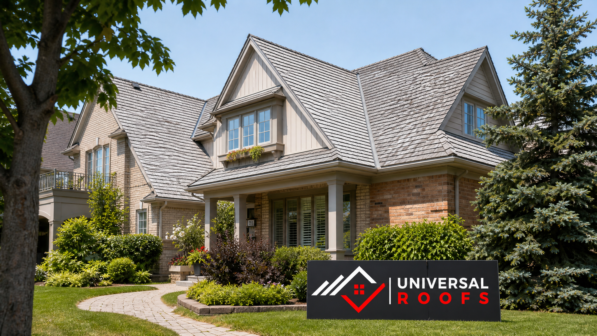 Restored cedar shake roof on a Toronto home in summer daylight with healthy, evenly toned shakes