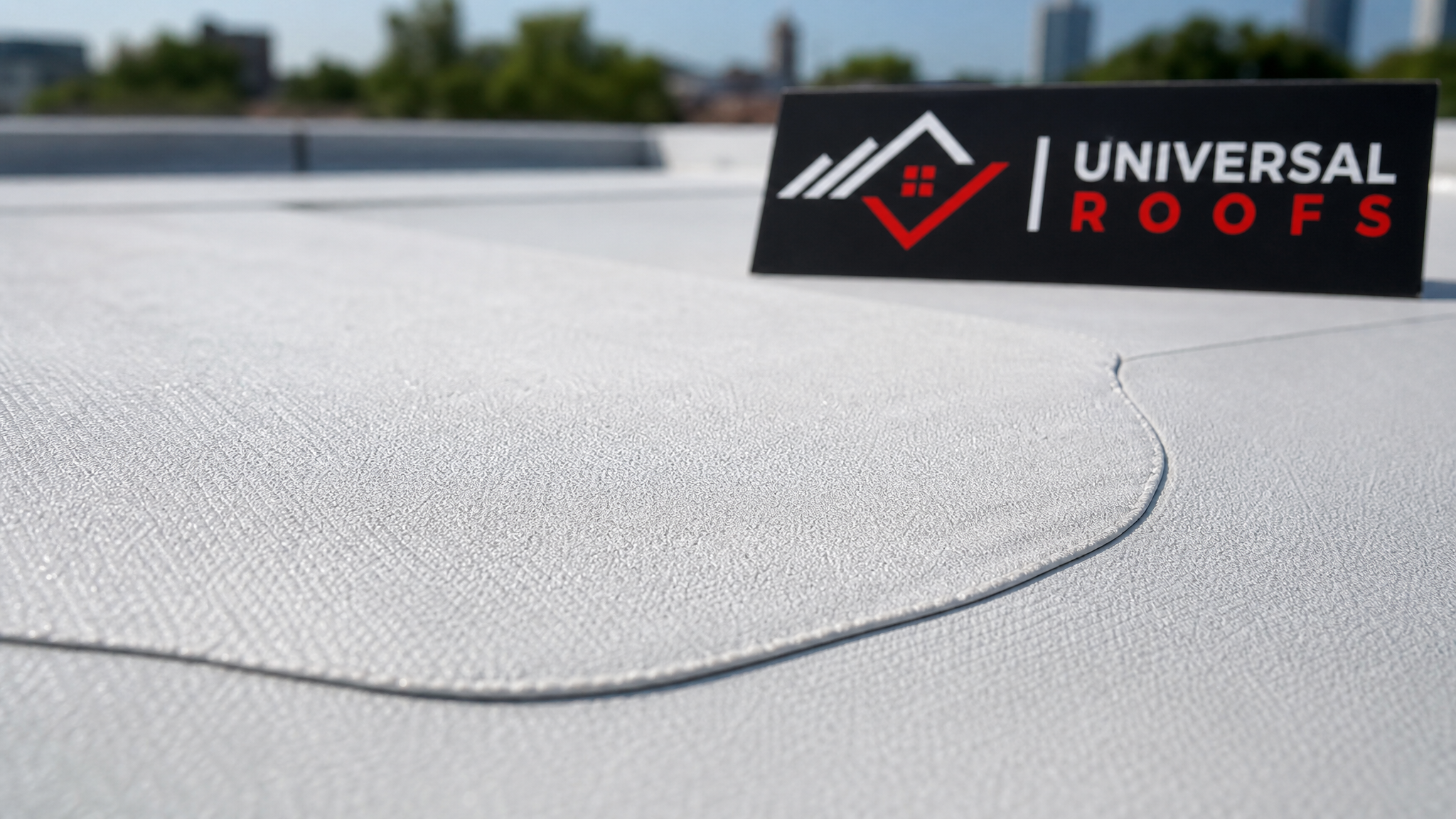 Close-up detail of a heat-welded TPO membrane seam patch on a commercial roof in Toronto