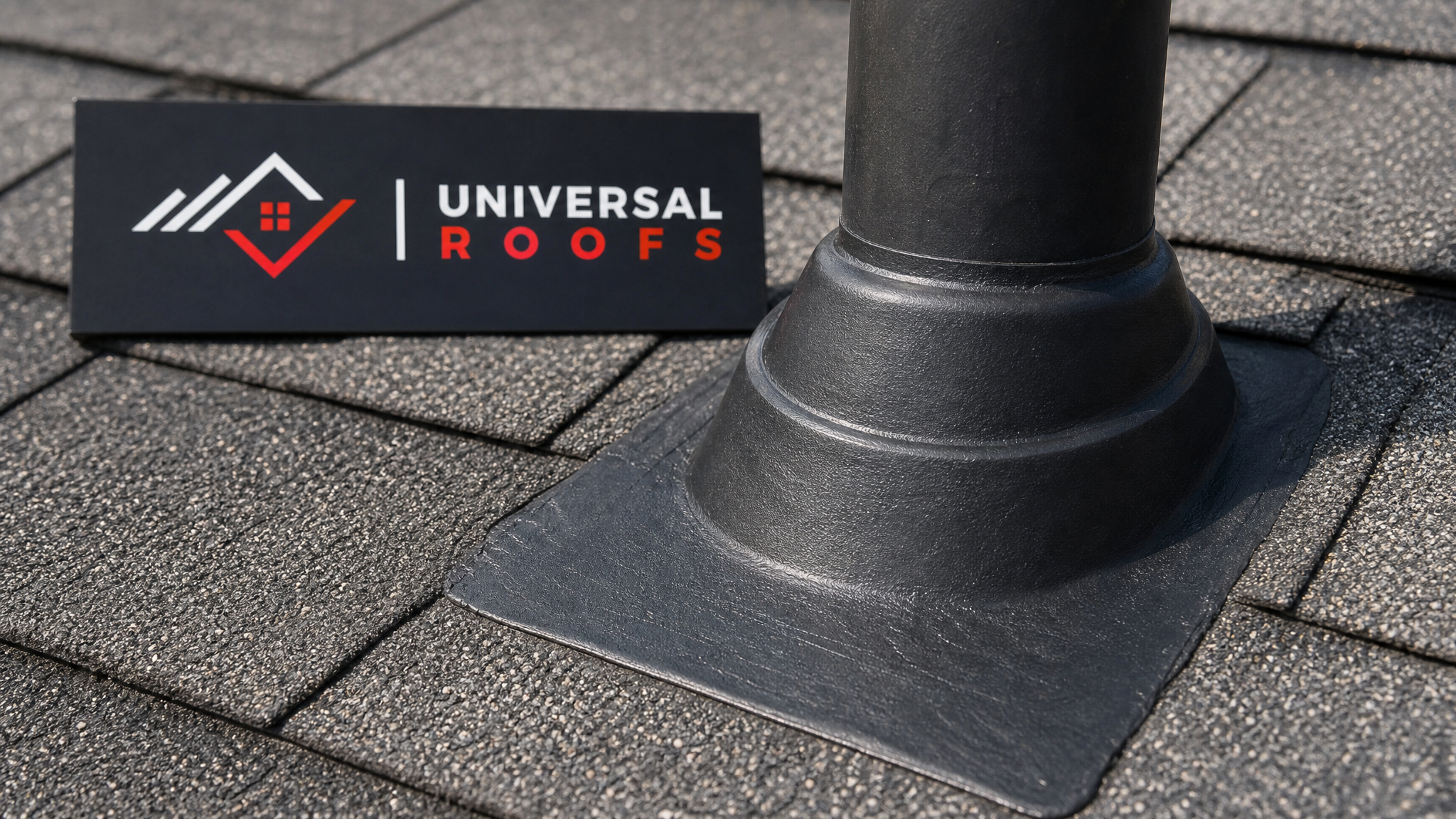Close-up detail of rubberized flashing membrane sealed around a roof vent pipe on a Toronto home