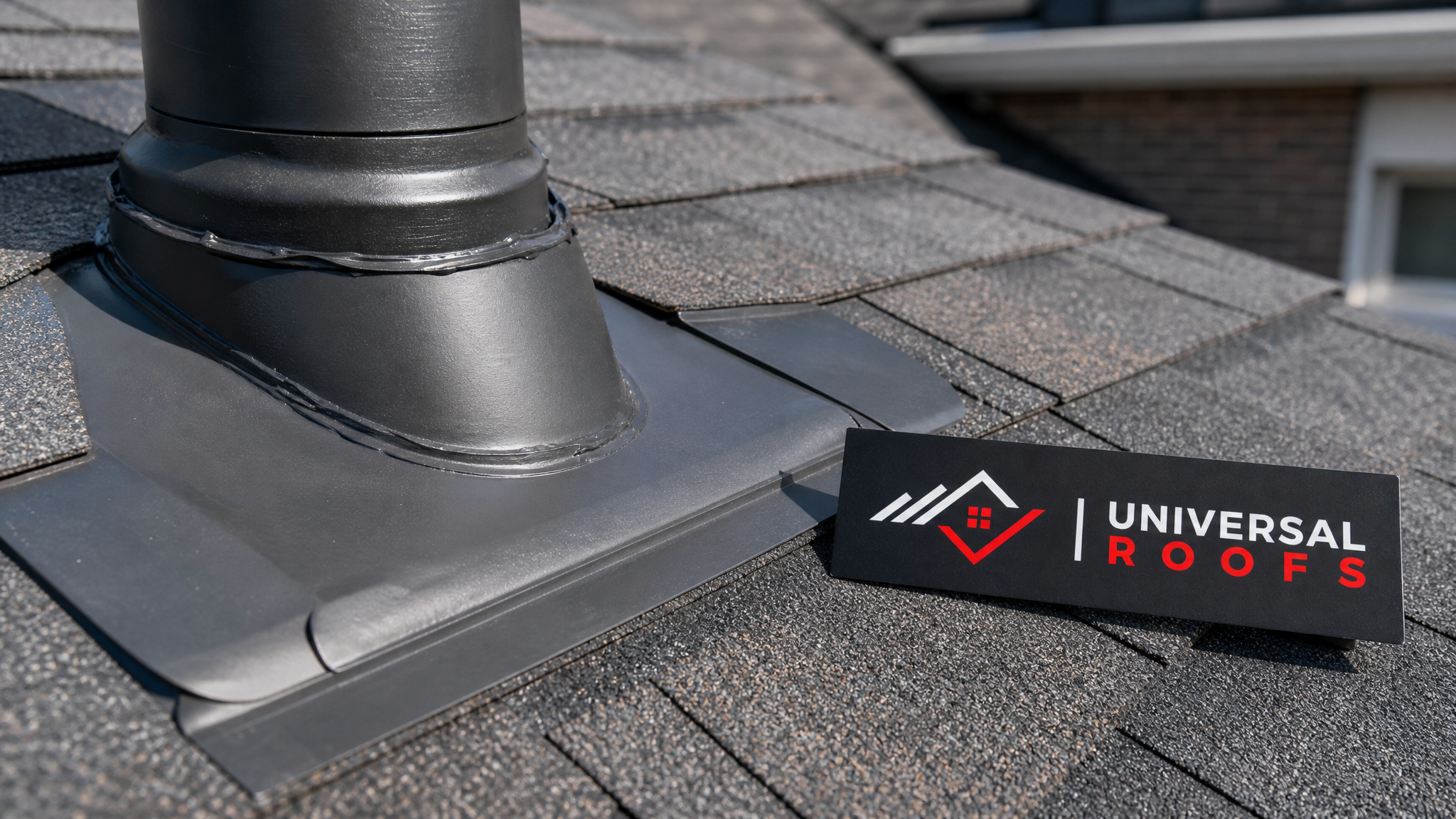 Close-up of properly sealed roof flashing and shingle repair detail after emergency roofing work in Toronto