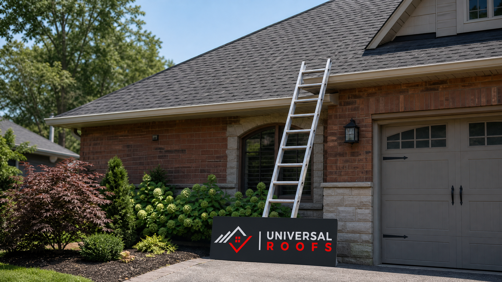 Newly repaired roof decking with fresh plywood sheathing and new shingles on a Toronto area home