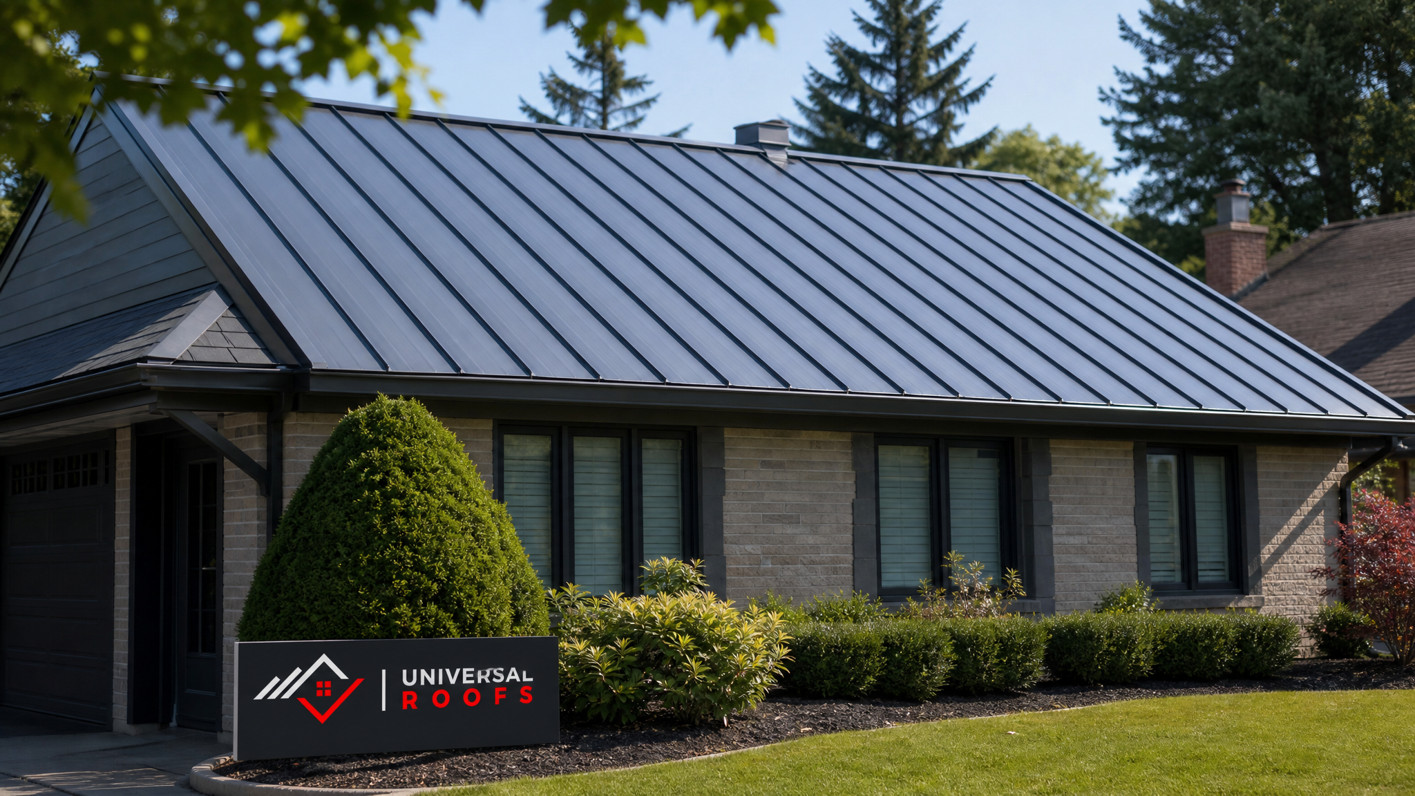 Repaired metal roof on a Toronto home showing smooth, undamaged panels after hail damage repair