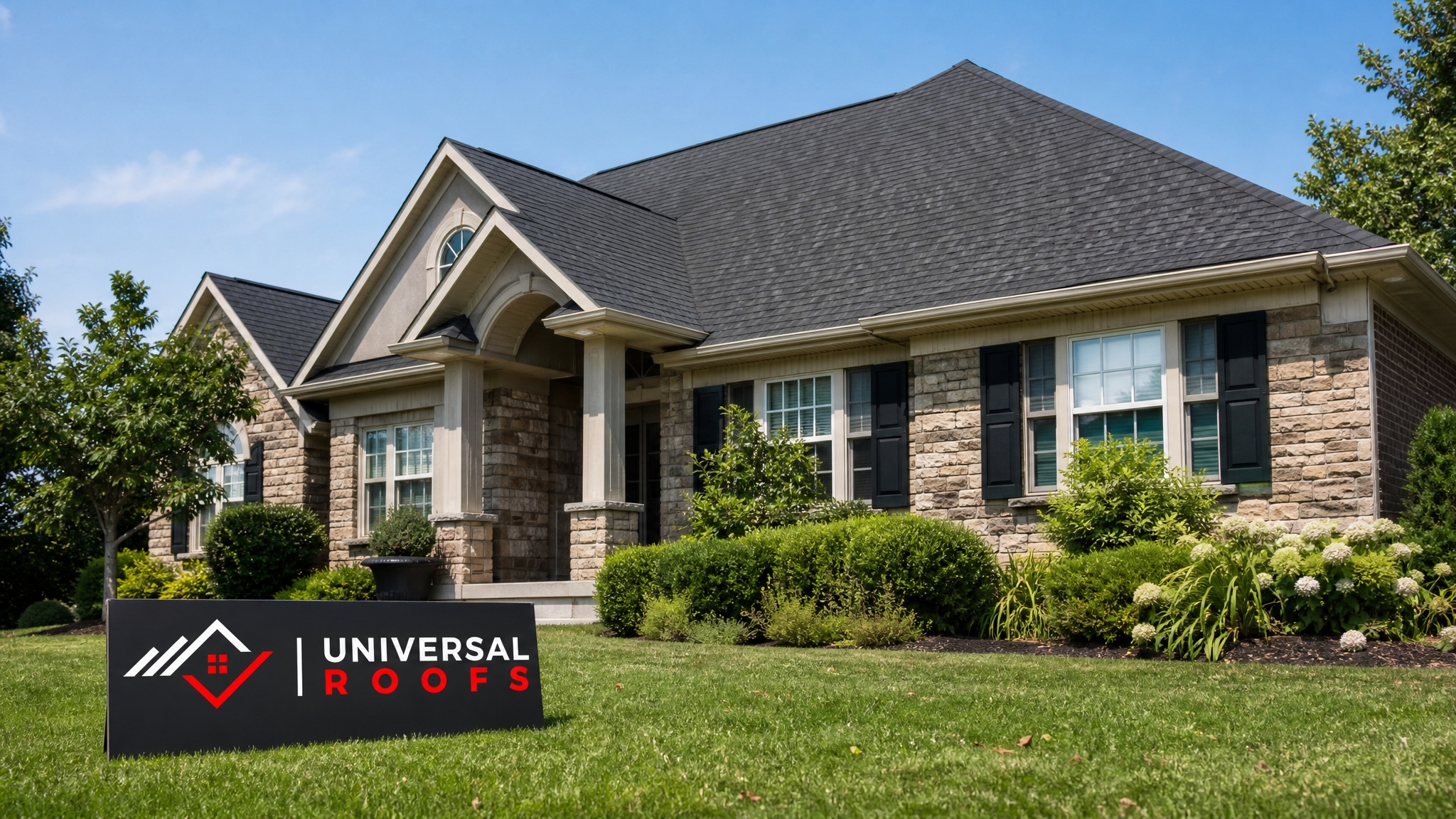 A well-maintained residential roof in a Toronto suburb on a clear summer day with all shingles secure and no visible wind damage