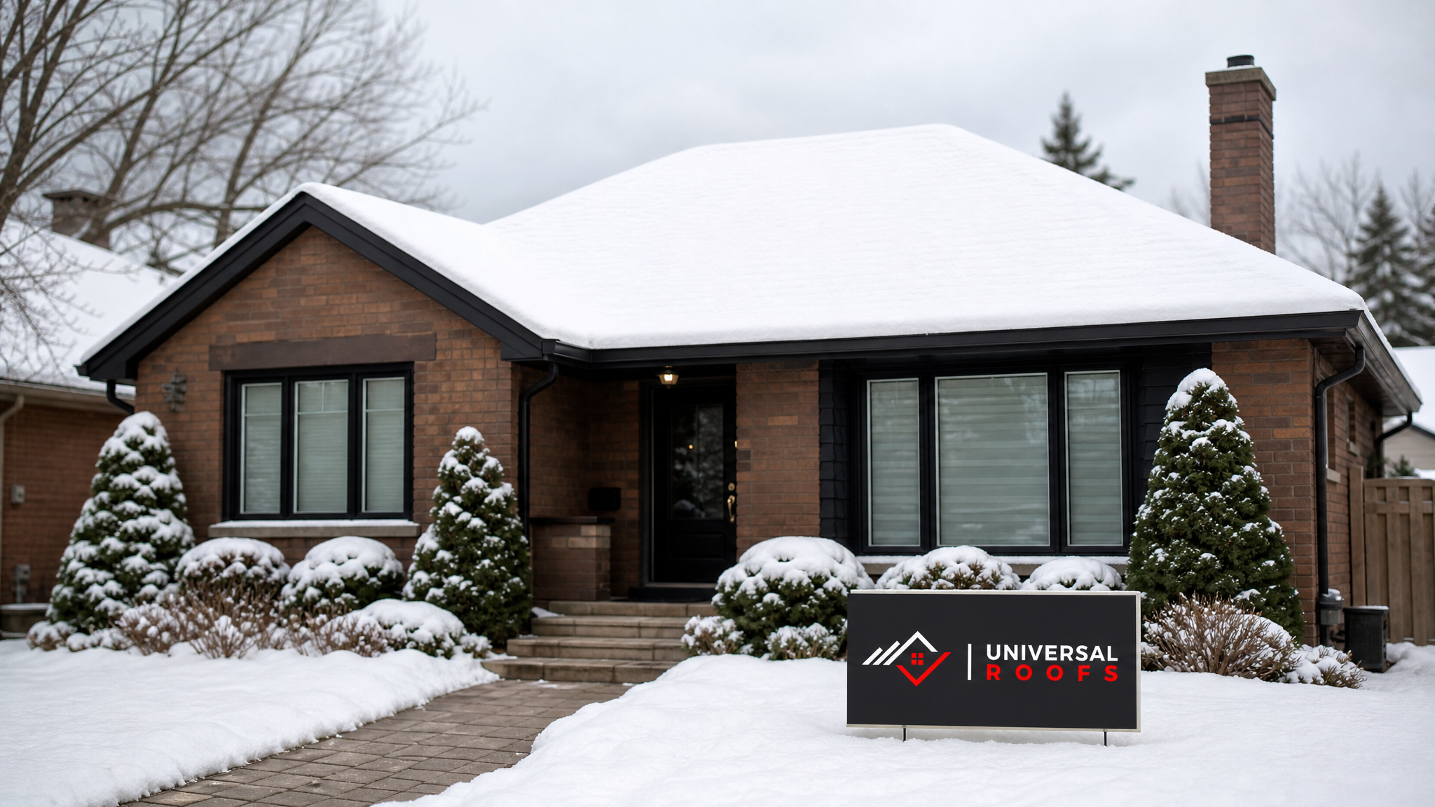 Toronto home roof with even snow coverage and no ice dams after proper attic insulation