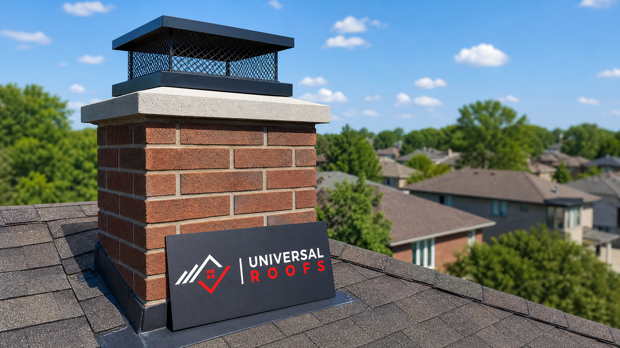 Clean, freshly swept brick chimney flue on a Toronto-area home in summer daylight with no creosote residue visible