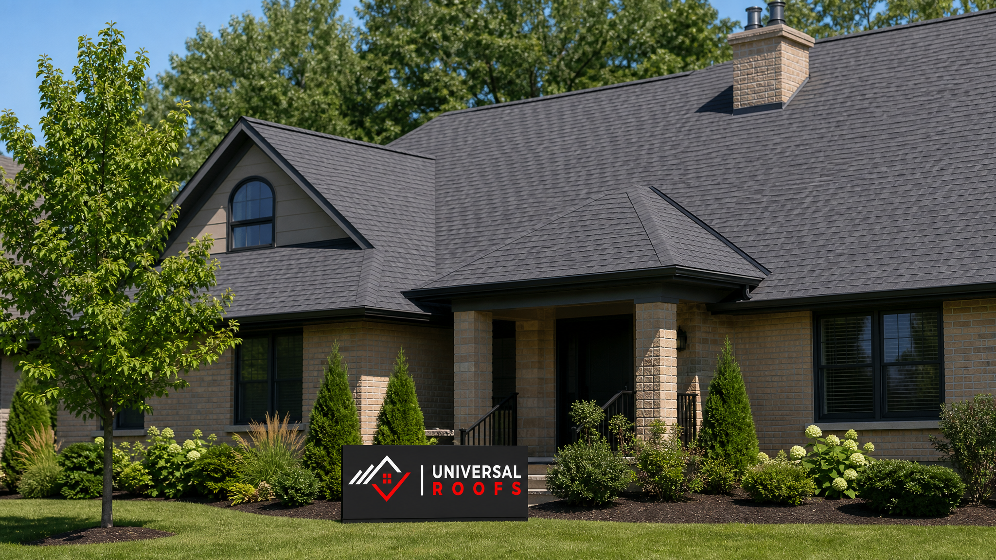 Restored asphalt shingle roof on a Toronto-area home in good repair under summer daylight