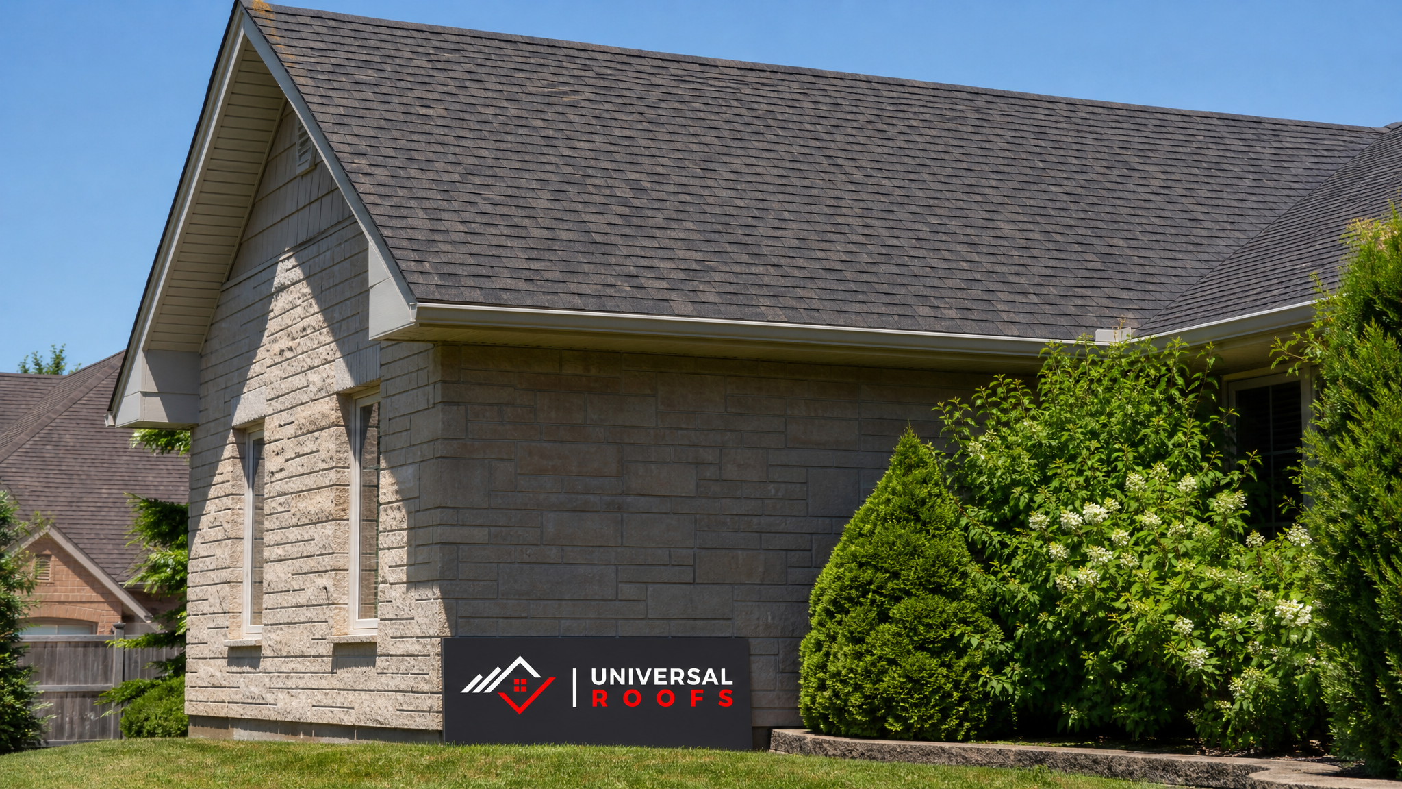Clean asphalt shingle roof on a Toronto home free of algae streaks and moss after a professional soft wash