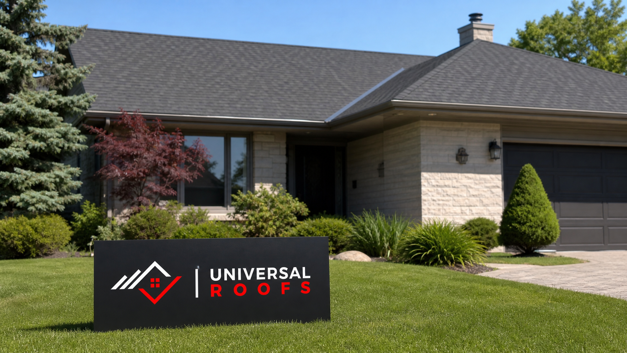 A healthy, undamaged asphalt shingle roof on a Toronto home under clear summer daylight