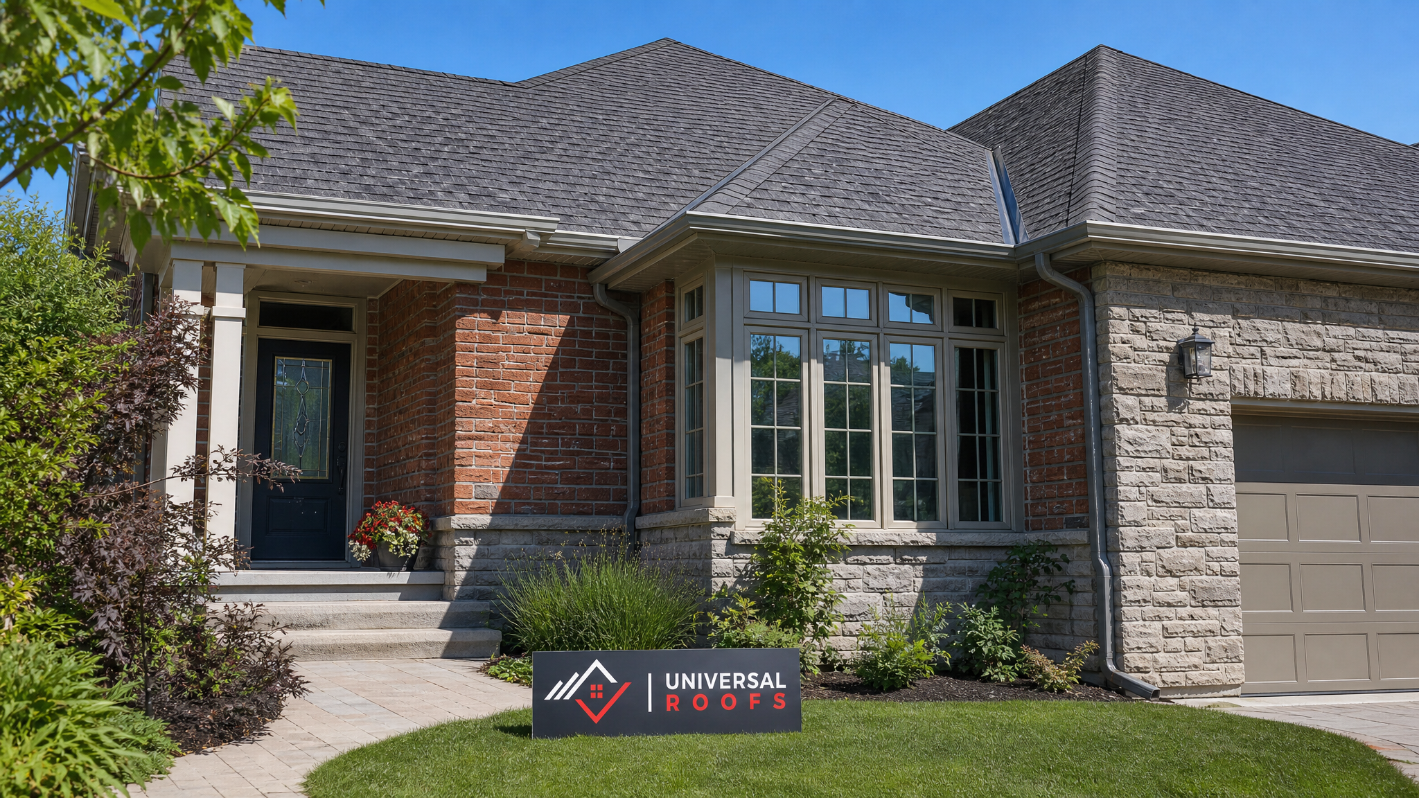 A cleared Toronto residential roof after professional snow removal, showing dry shingles and a clean roofline in summer daylight