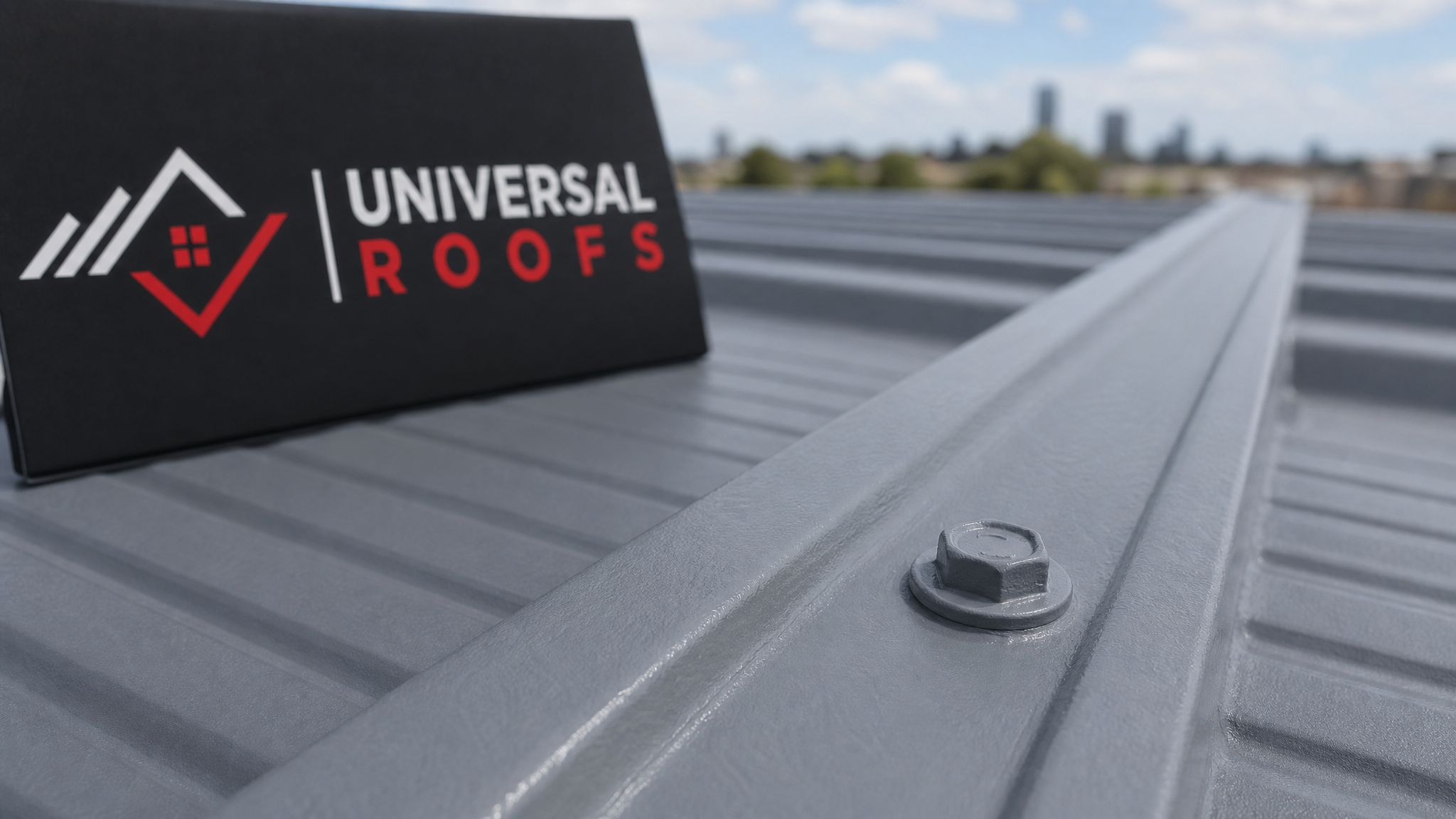 Close-up detail of zinc-rich primer applied to a metal roof seam and fastener before topcoat application