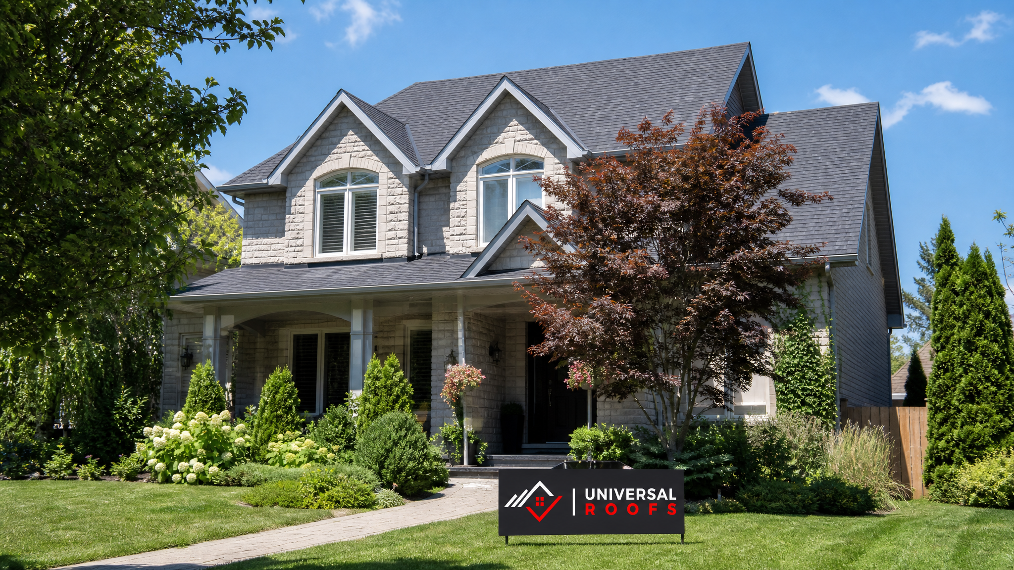 Completed residential roof inspection in Toronto with a clean, well-maintained asphalt shingle roof under summer daylight