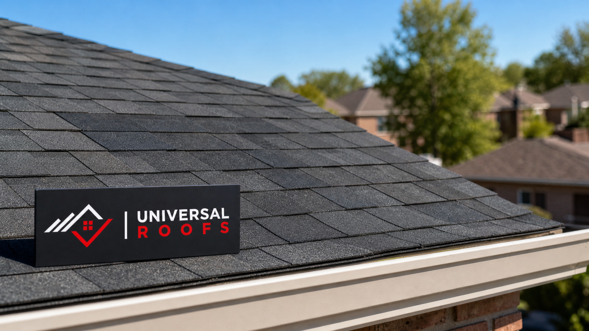 Freshly patched asphalt shingle roof on a Toronto area home in summer daylight with no visible damage remaining