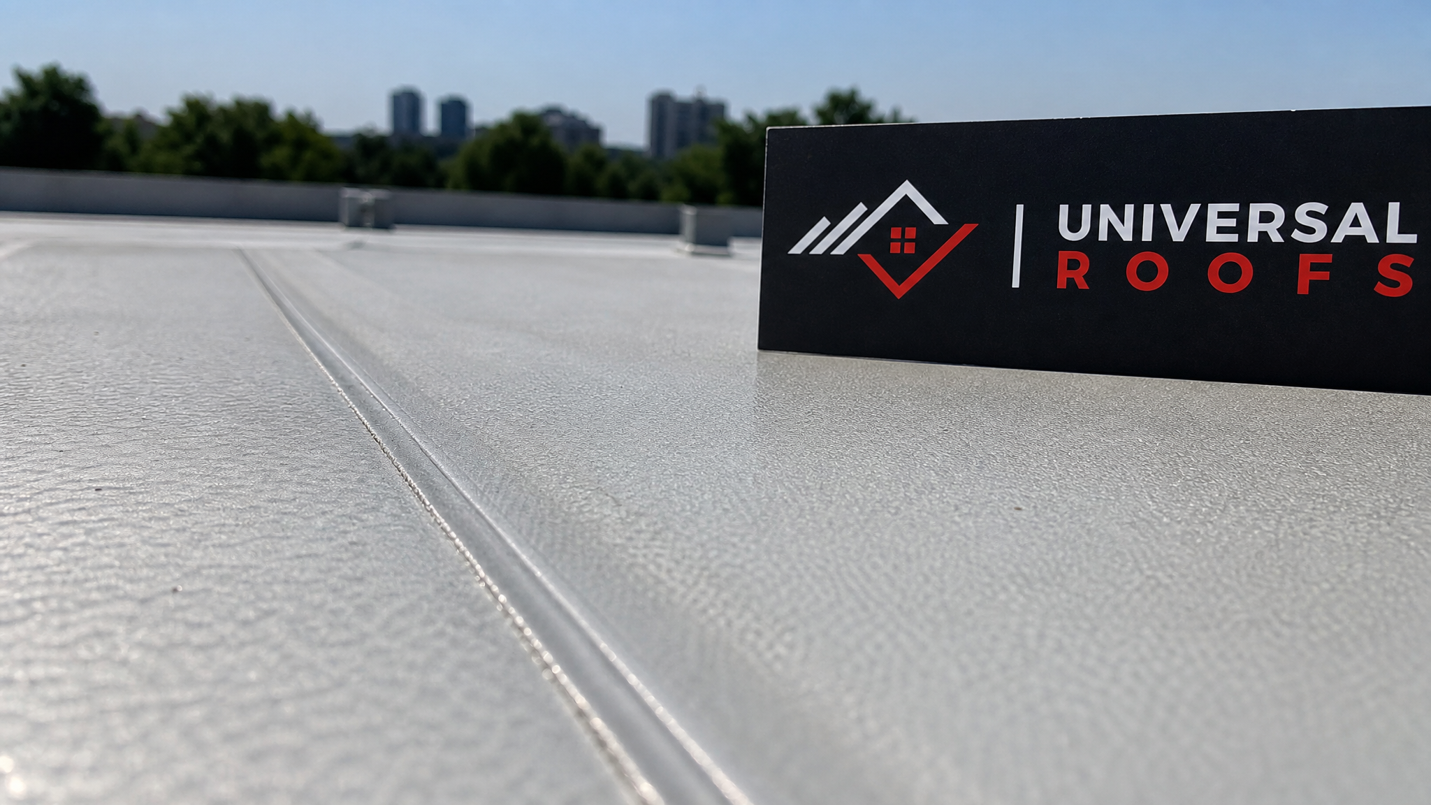 Close-up of heat-welded TPO membrane seam detail on a commercial roof in Toronto