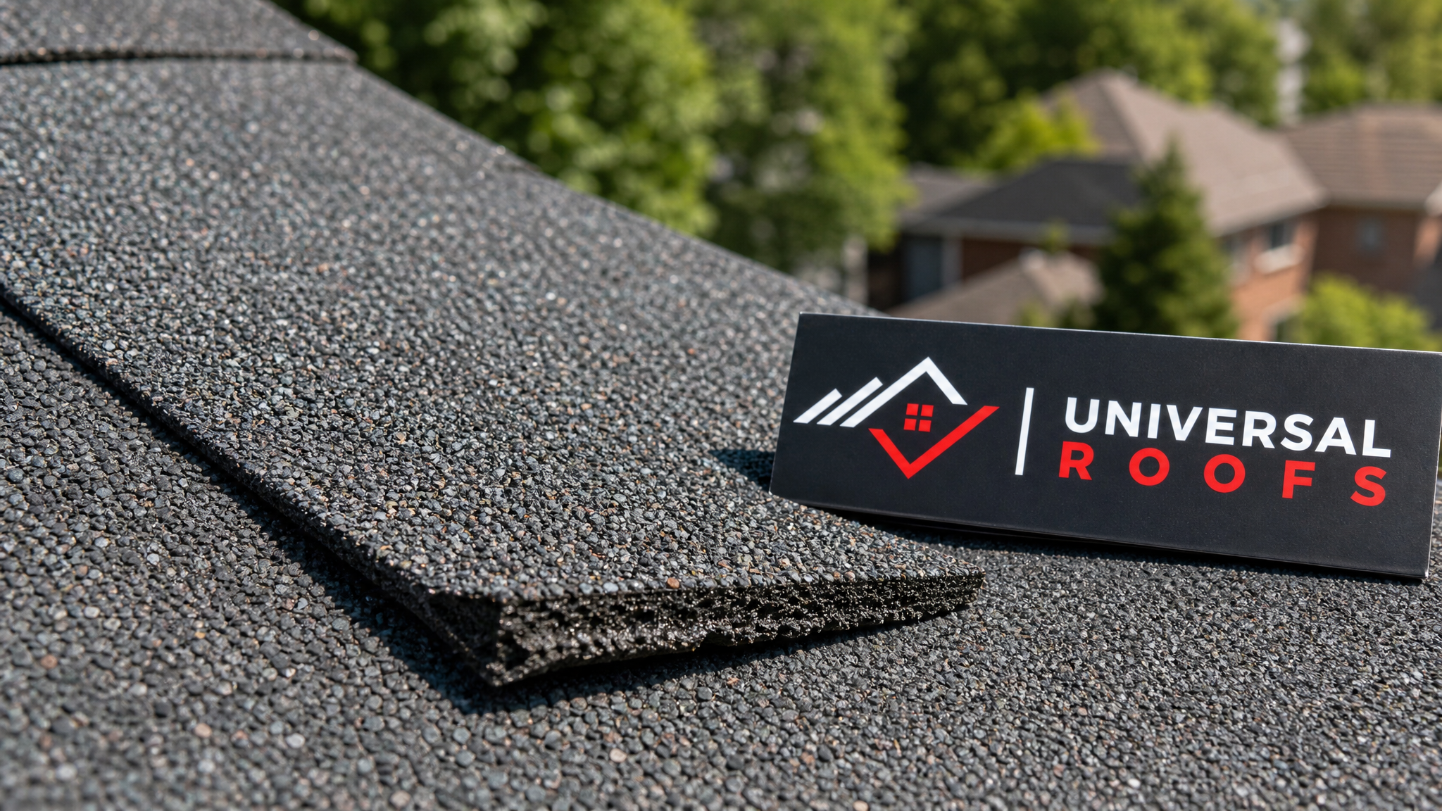 Close-up of Class 4 impact-resistant asphalt shingle material showing reinforced mat texture used in hail damage repair