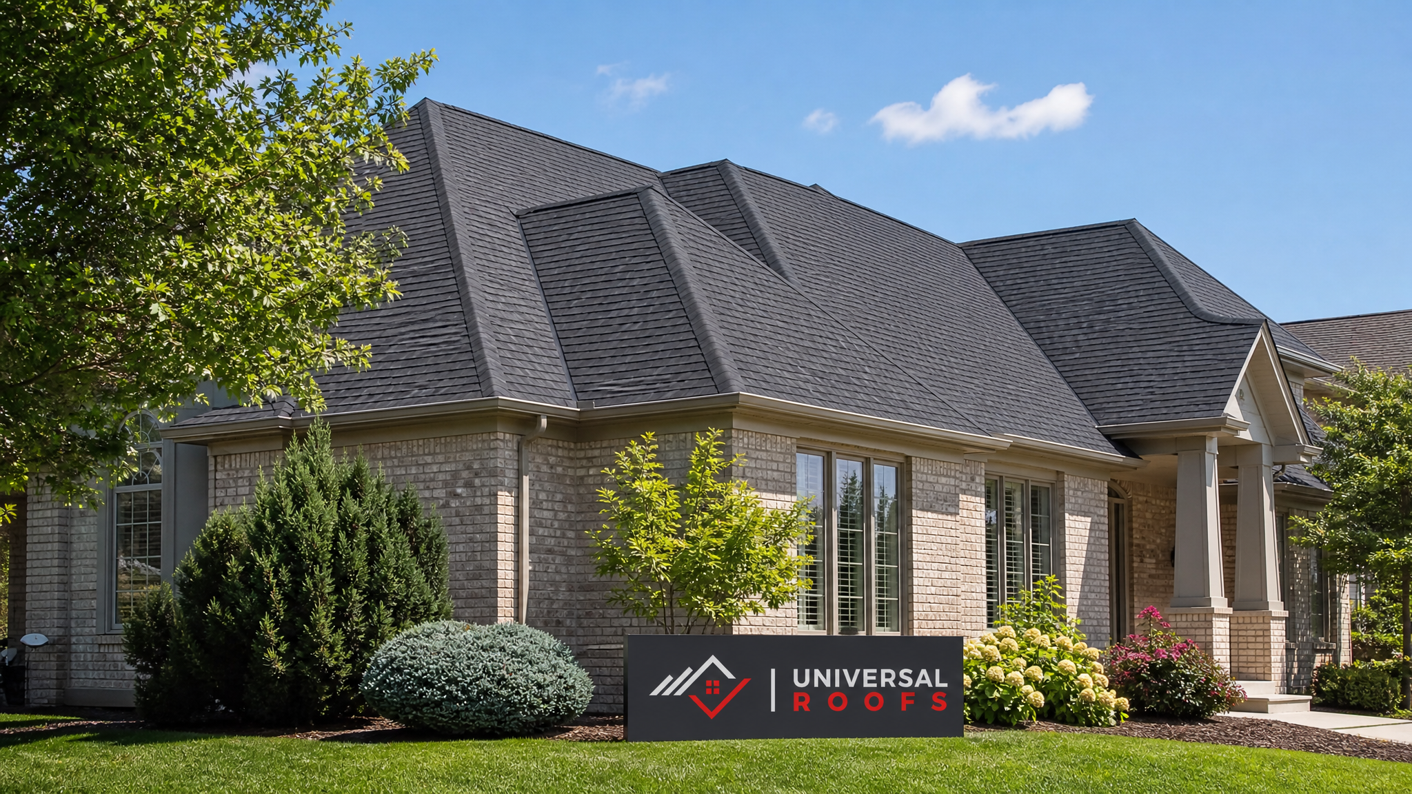 Dry, well-maintained Toronto home roofline in summer daylight after a successful leak detection and repair