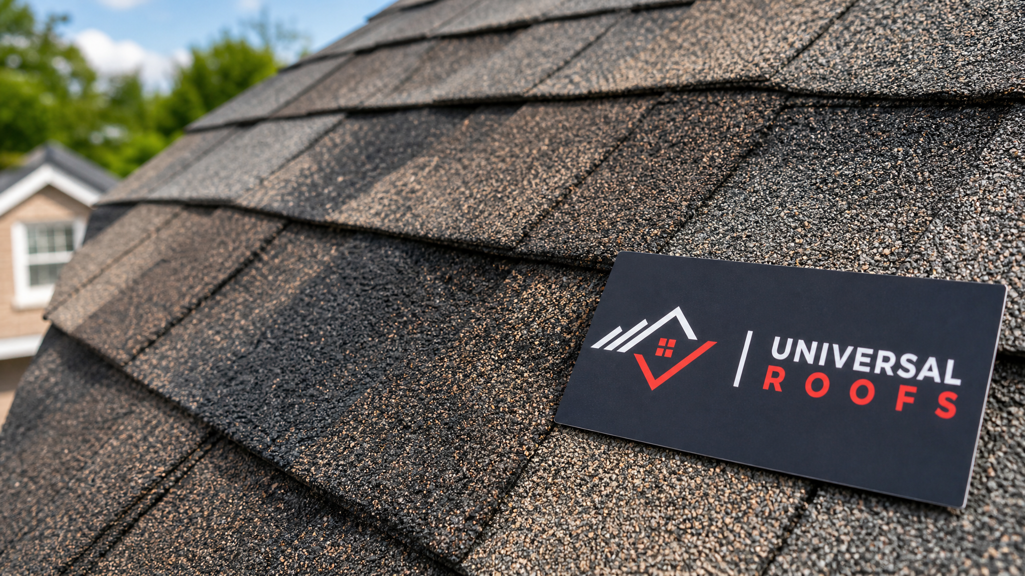 Close up of asphalt shingle granules showing the dark algae discolouration pattern that causes roof staining