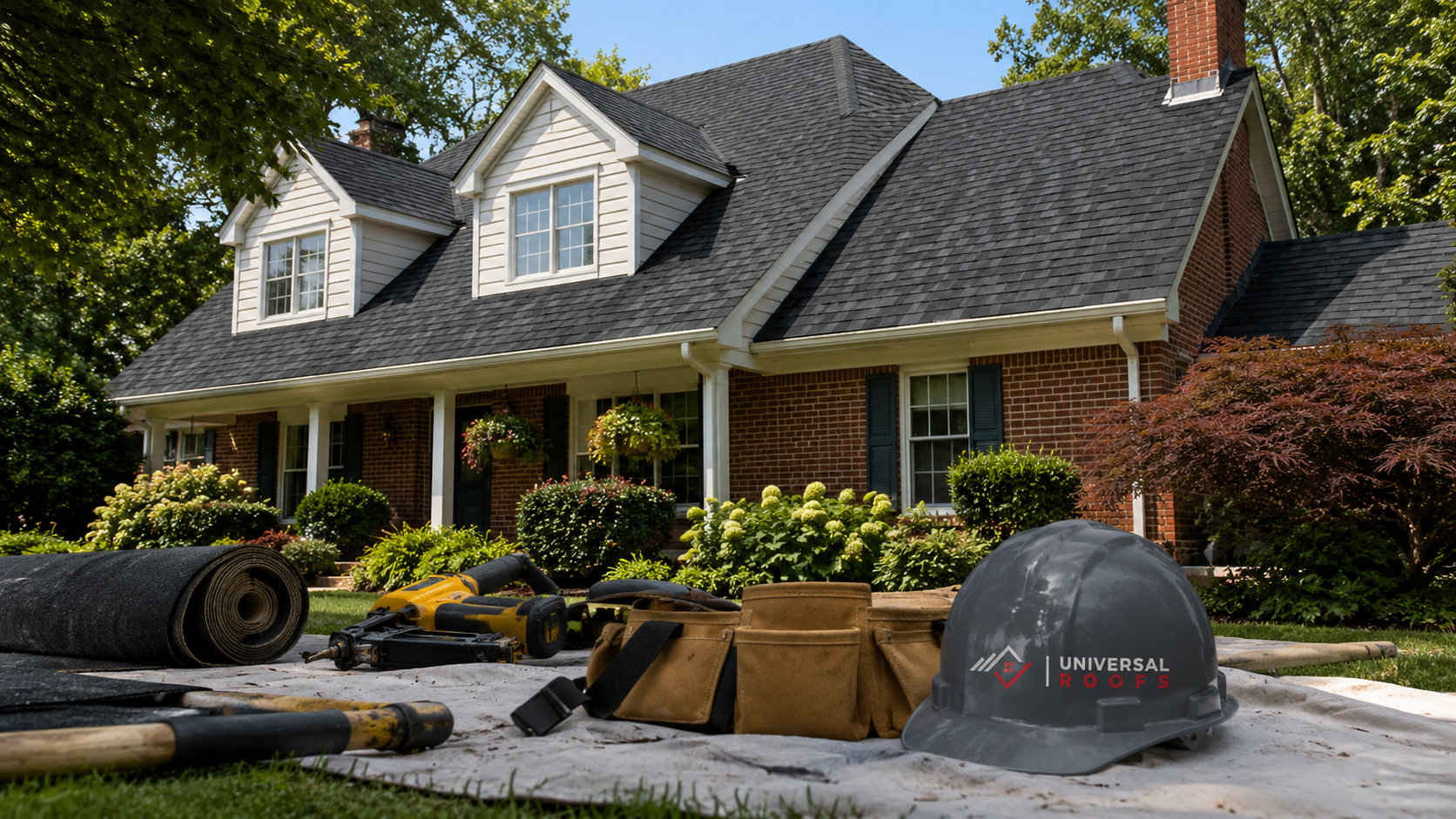 Suburban Burlington home with a new asphalt shingle roof showing quality roofing Burlington homeowners expect