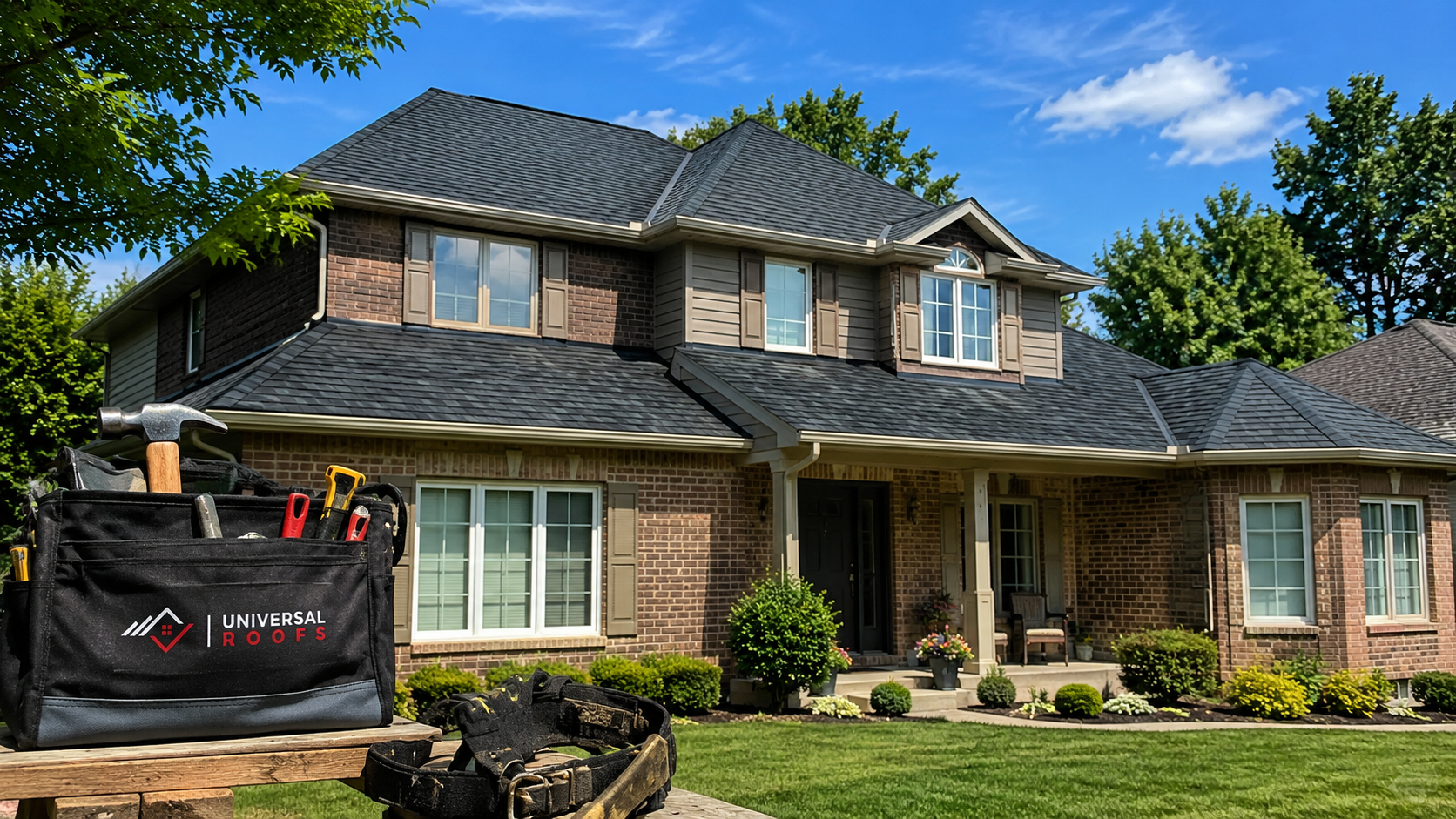 Suburban Halton Region home with newly installed asphalt shingle roof, the focus of roofing contractors Halton Region homeowners hire