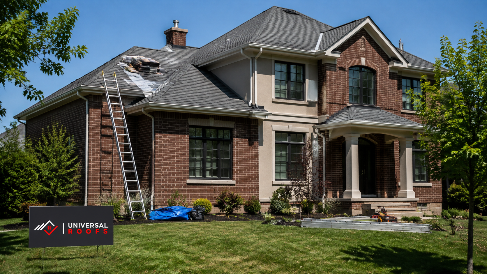 Asphalt shingle roof on a suburban Milton home showing weathered slopes typical of roof repair Milton projects