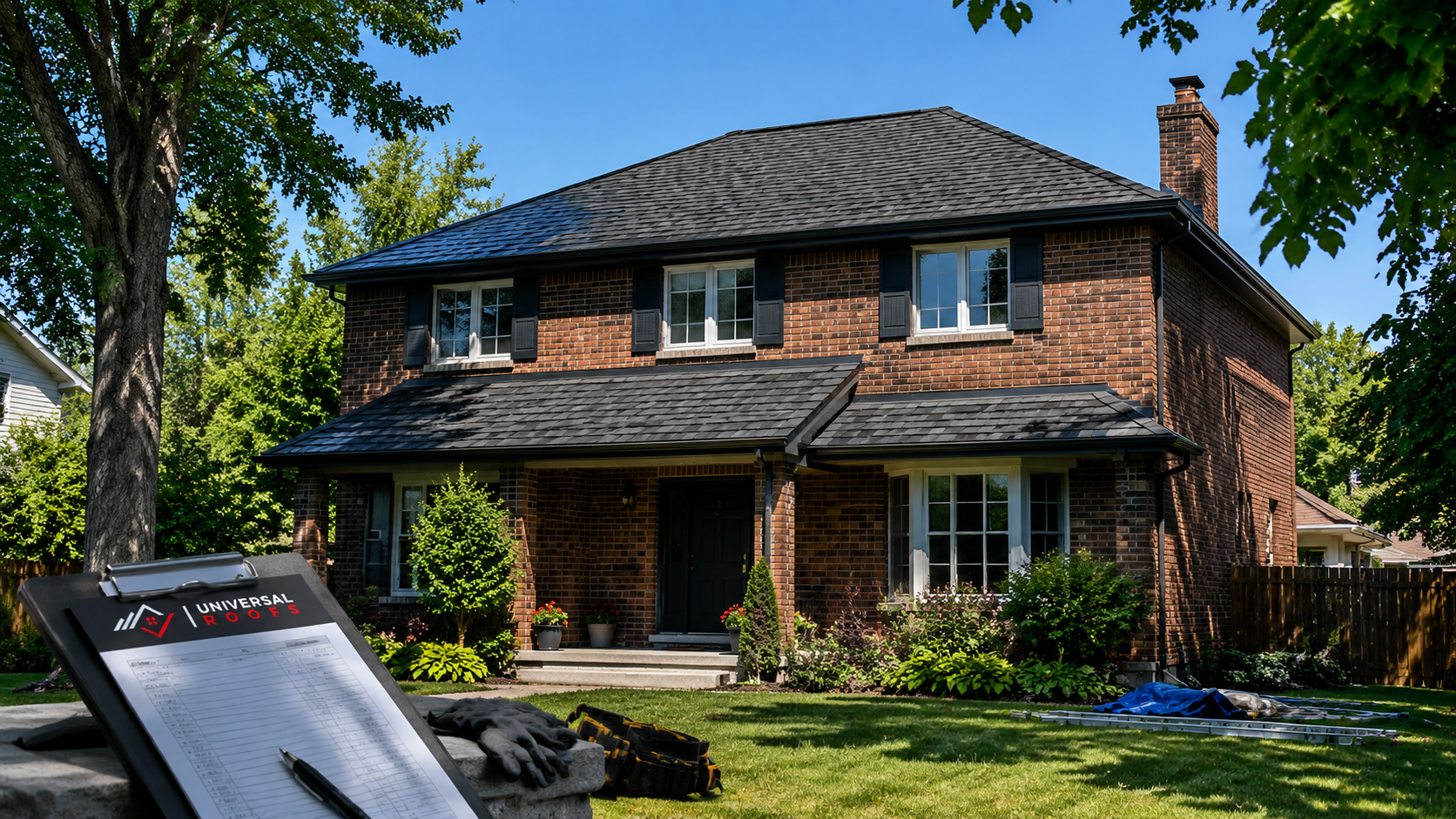 Suburban Oakville home with a newly completed asphalt shingle roof, the standard homeowners expect from roofing companies in Oakville