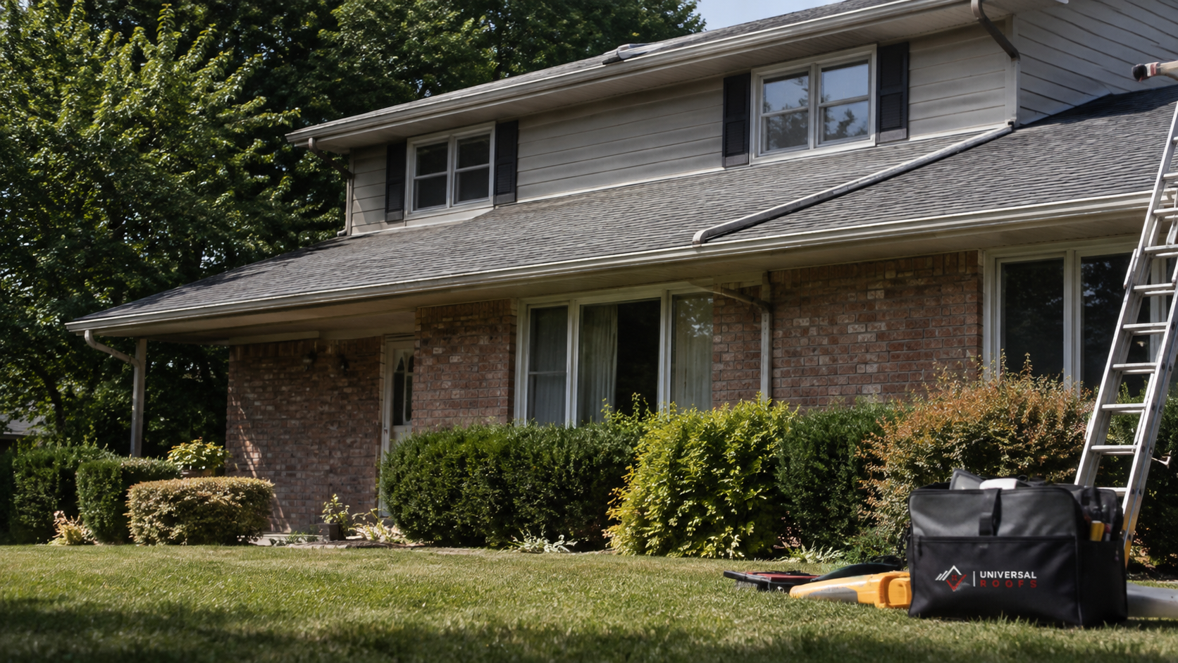 Caledon home exterior in summer showing the roofline and eaves where attic insulation performance matters