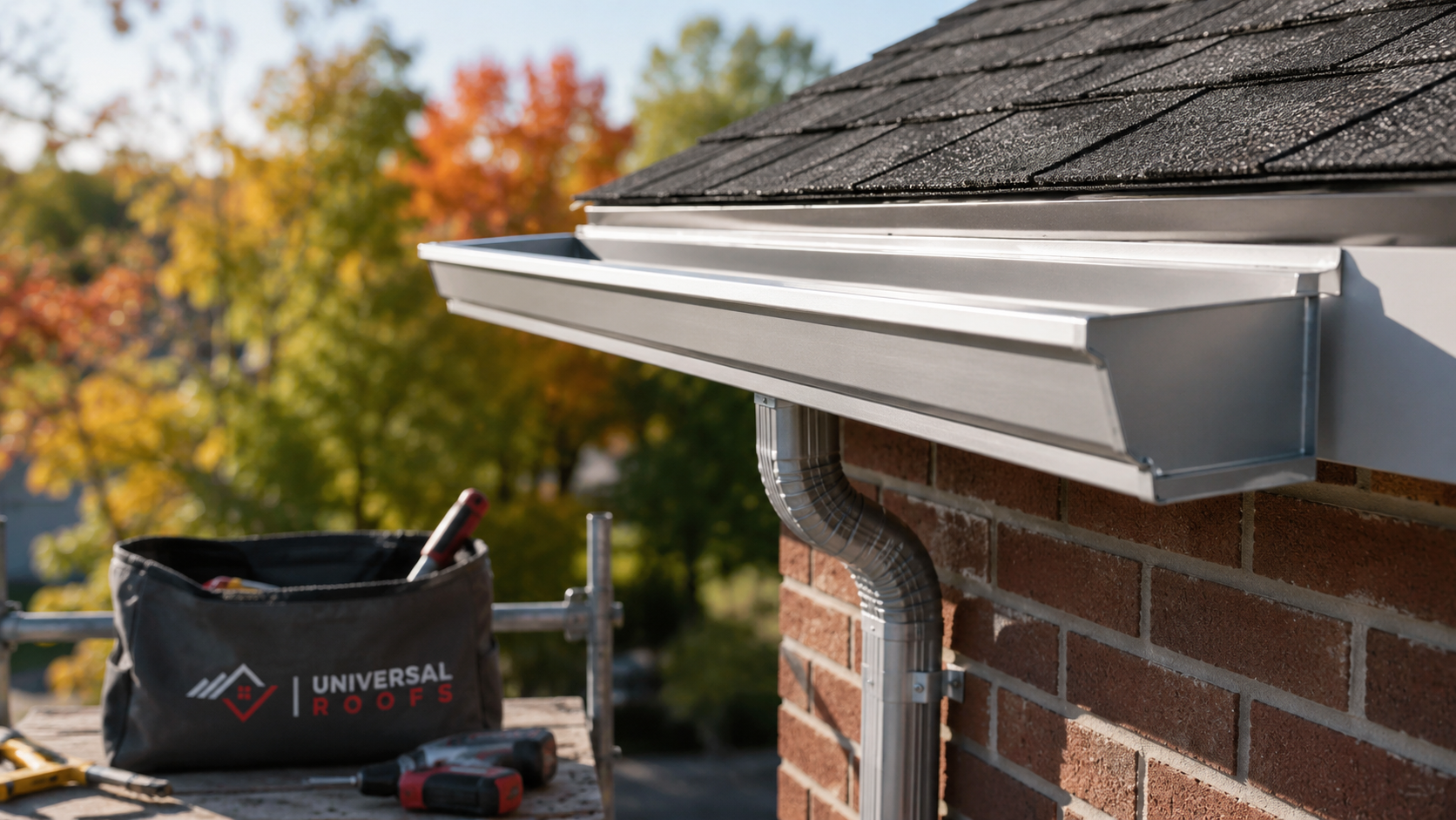 Clear eavestrough outlet and downspout after gutter cleaning north york service in autumn