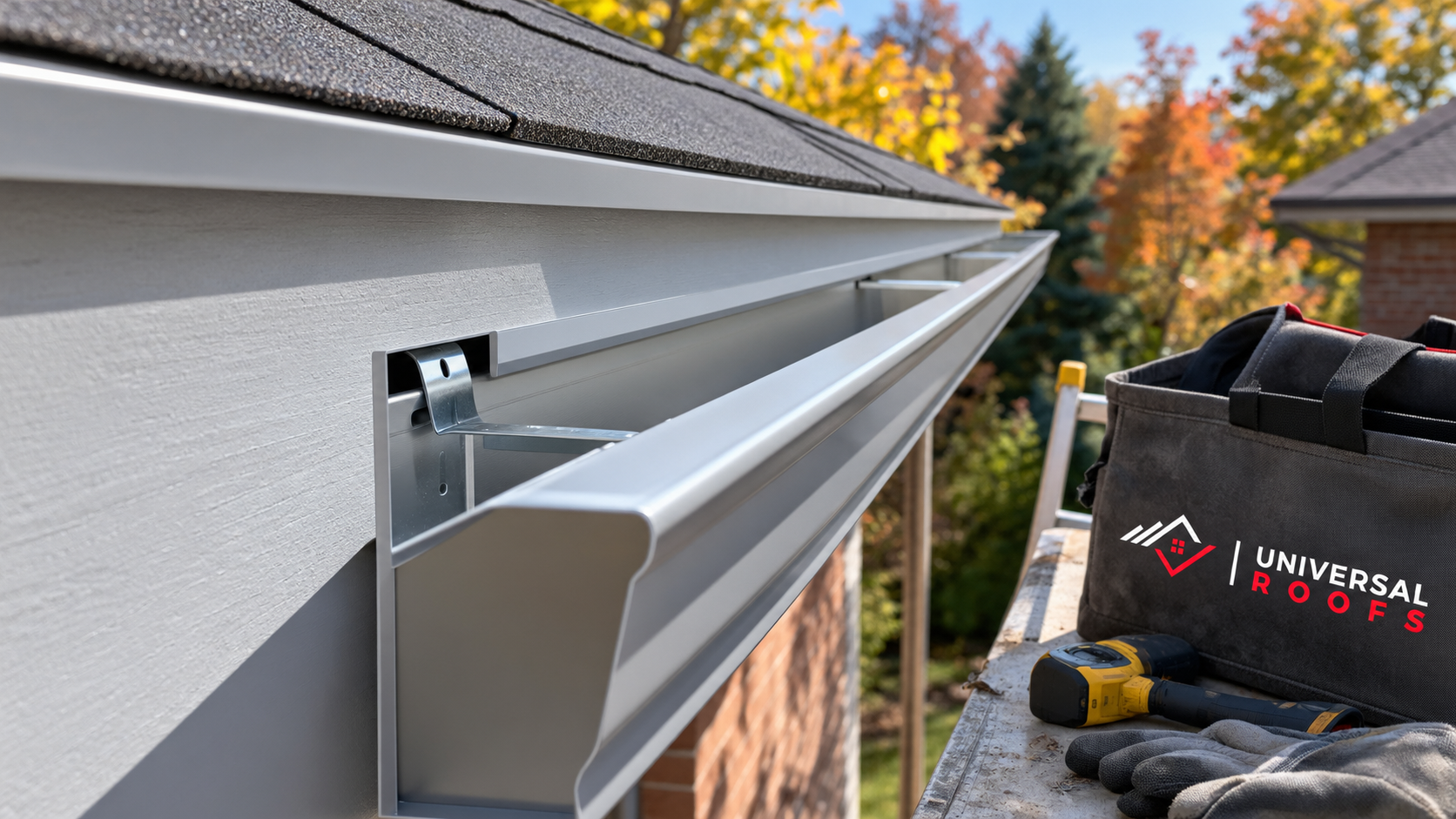 New hidden hanger and sound fascia board after eavestrough repair etobicoke work is completed