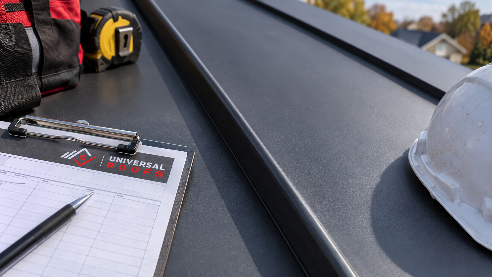 Close up of a standing seam and clip detail typical of quality metal roofing Markham installations