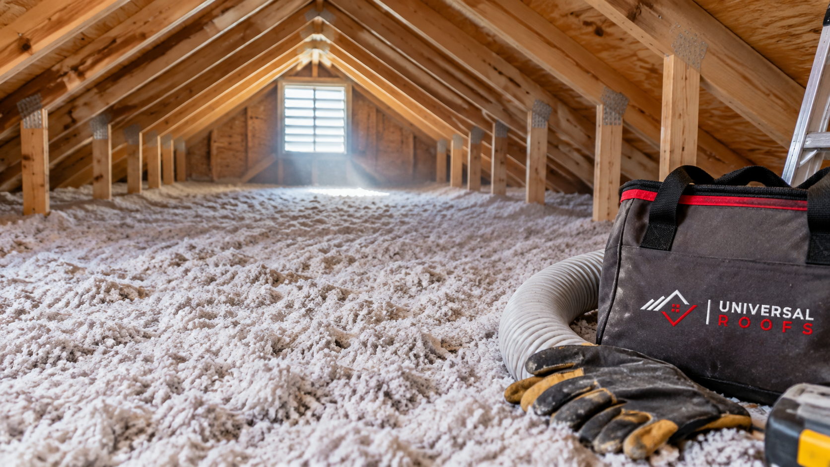 Blown insulation across an attic floor showing the depth attic insulation Richmond Hill homes should reach