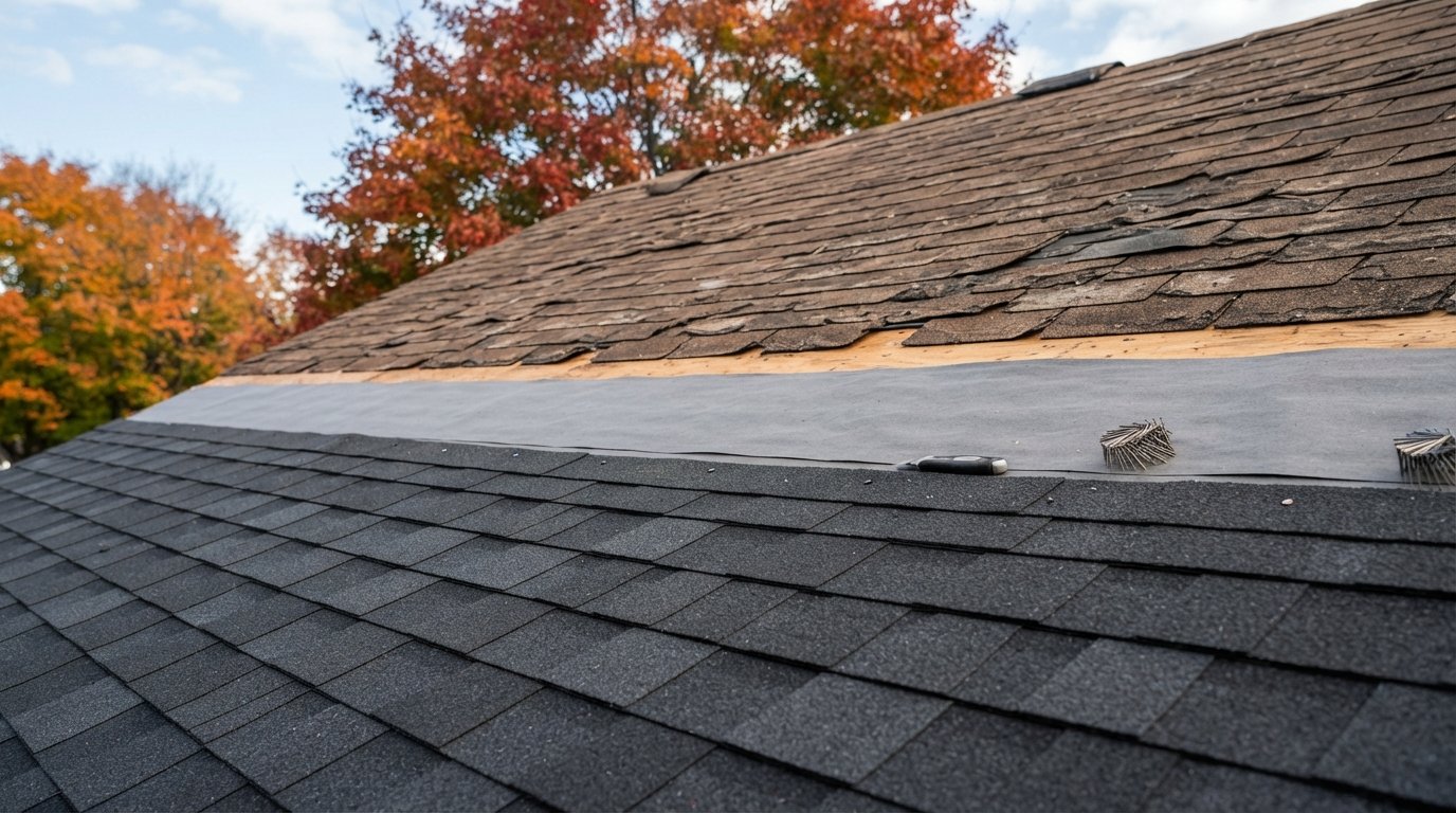 Asphalt shingle tear-off on a GTA house, the kind of project where owners ask: do you need a permit to replace a roof?