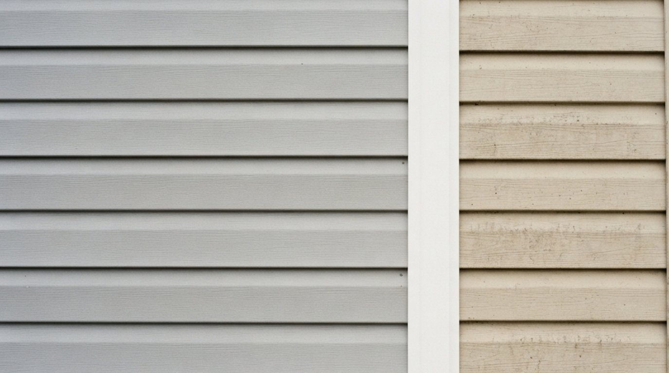 House partway through siding replacement showing new panels beside old cladding, illustrating siding replacement cost factors